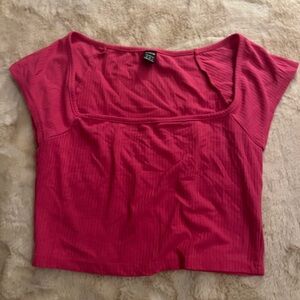 SHEIN Fuchsia Ribbed Crop Top